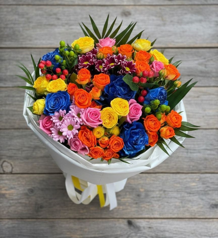 Букет цветов из: Розы и Хризантемы в Геленджике