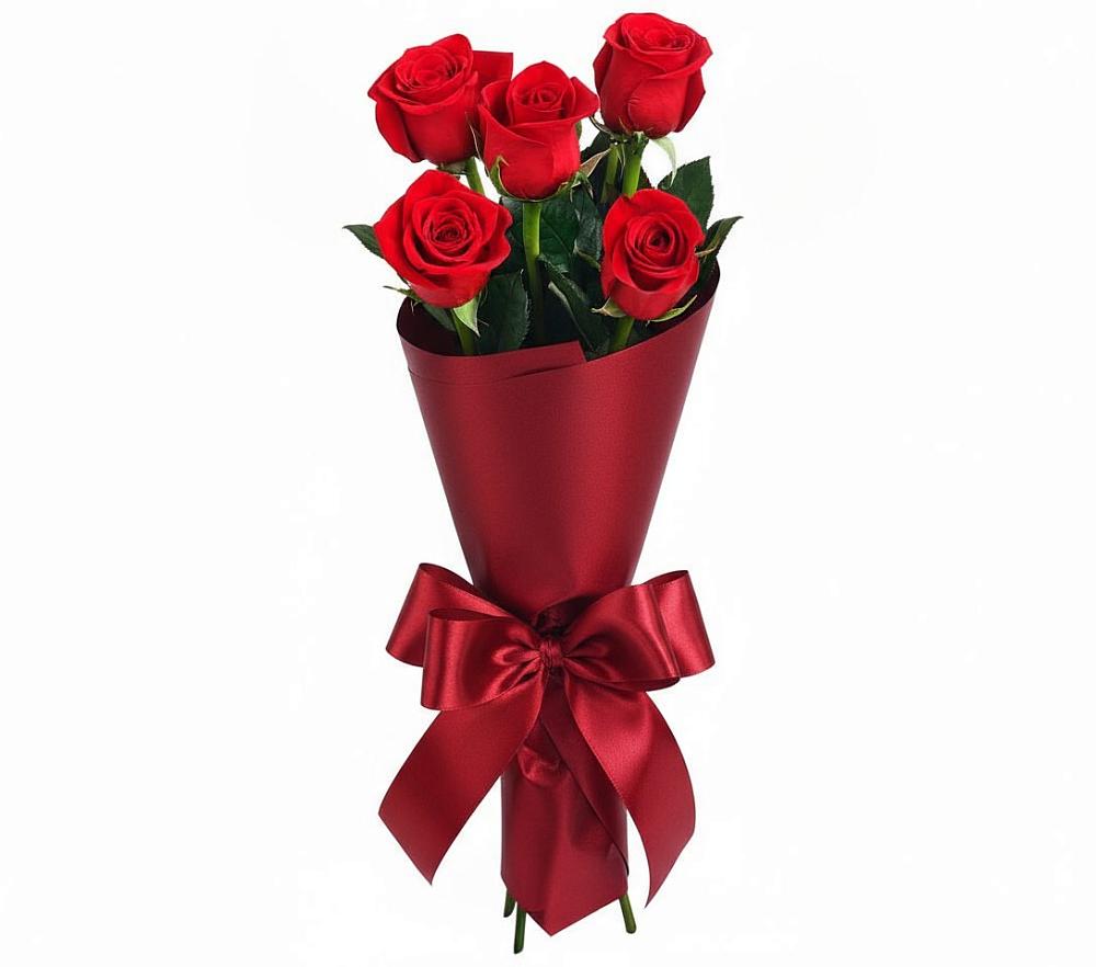 Букет 5 Красных роз Эдлесс Лав в Геленджике