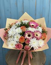 Букет цветов из:  Розы, Герберы и Хризантемы #REPLACE_PRED# Геленджике