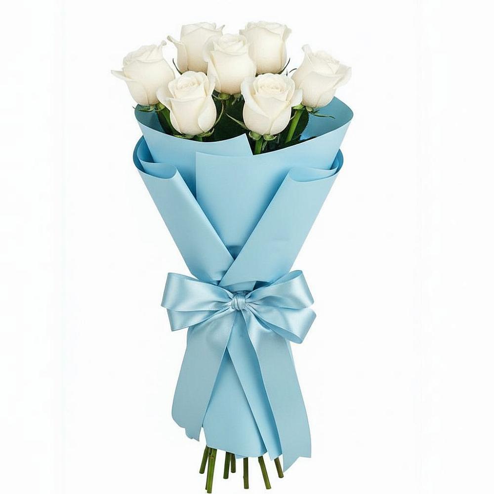Букет 7 белых роз Проуд в Геленджике