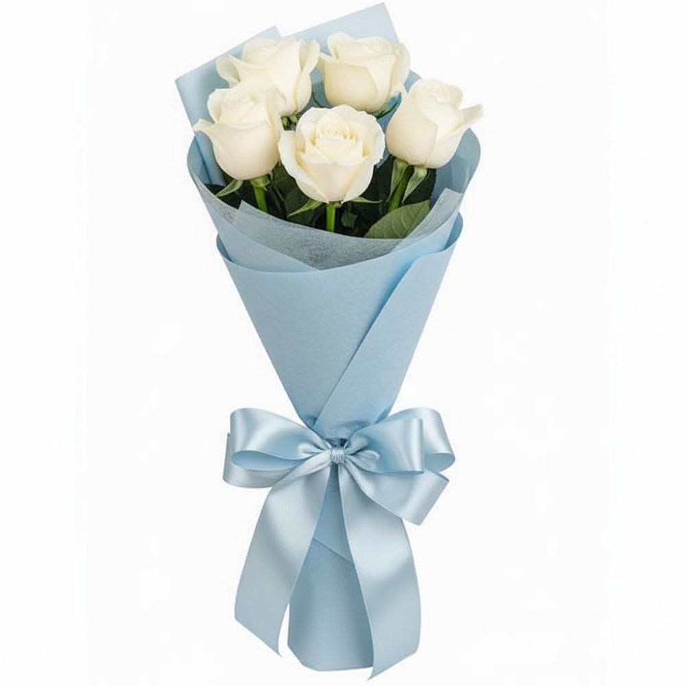 Букет 5 Белых роз Проуд в Геленджике