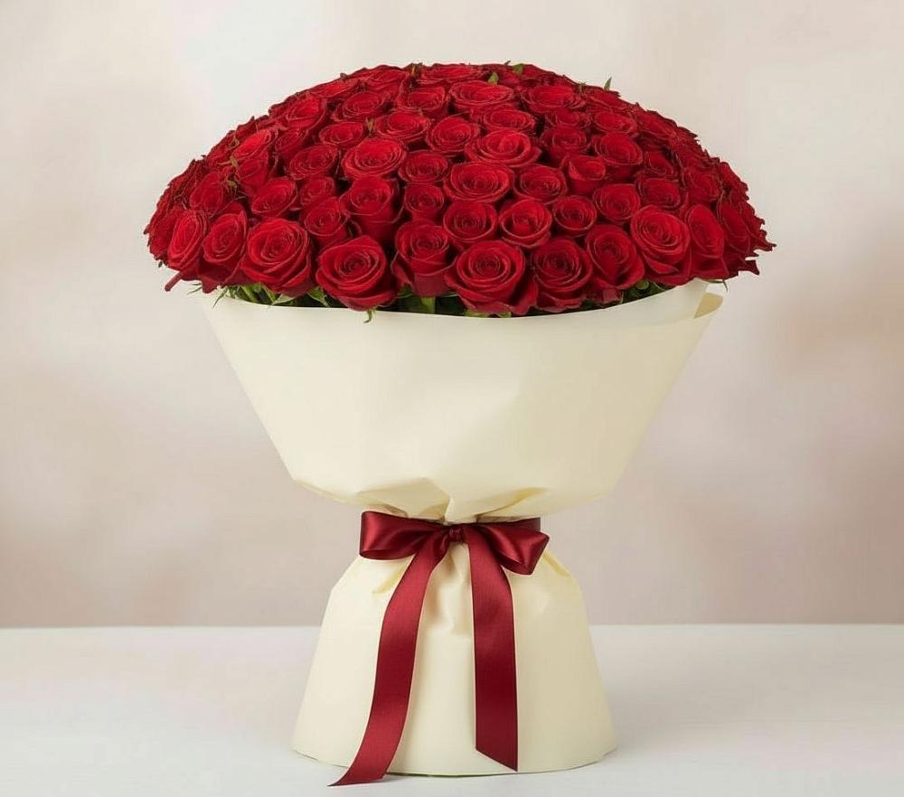 Букет 101 Красная роза Милано в Геленджике