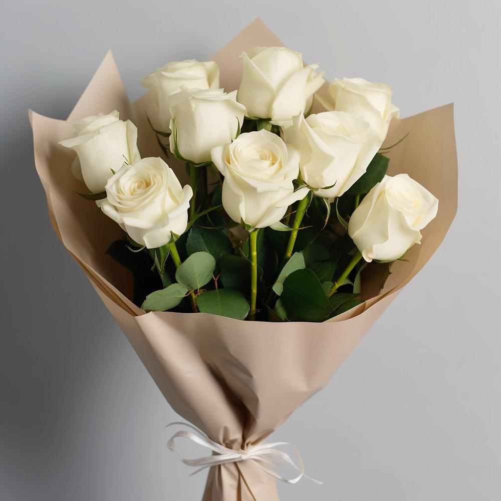 Букет 9 Белых роз Эдлесс Лав в Геленджике