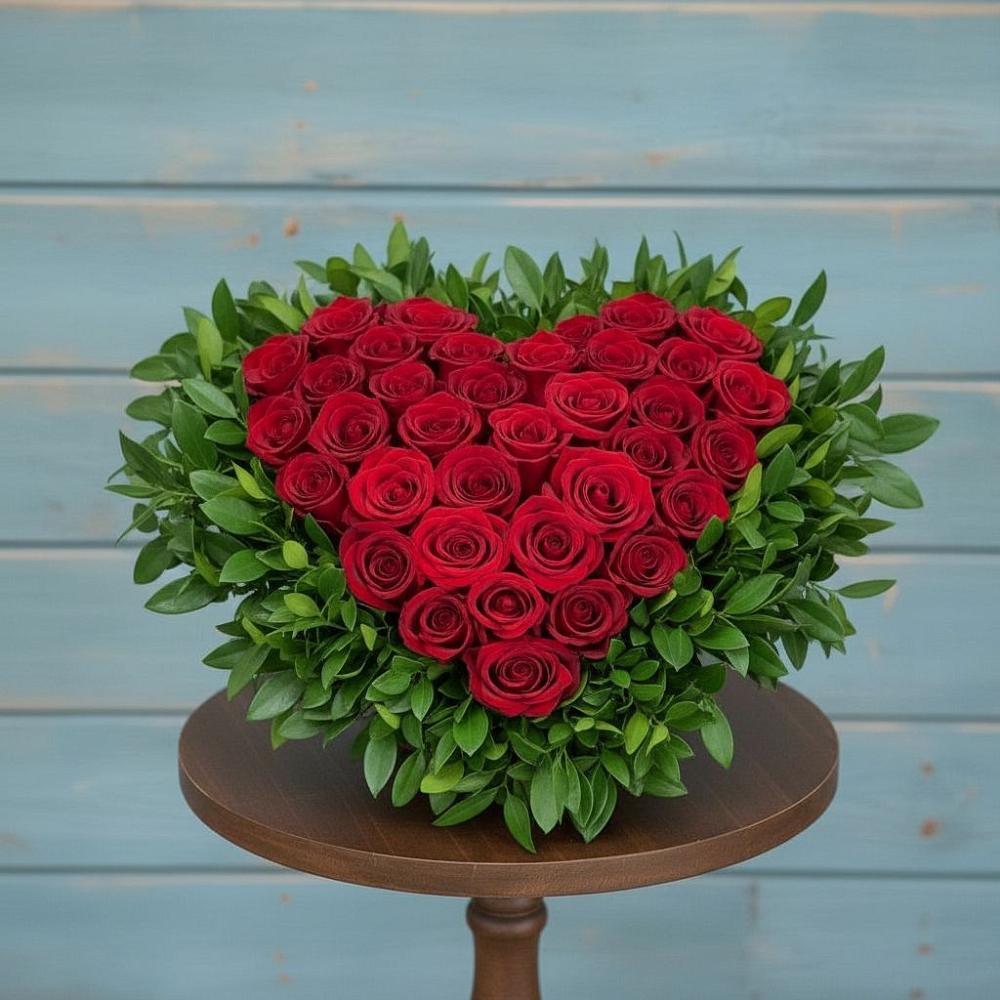 Цветочная композиция из Розы в виде сердца в Геленджике