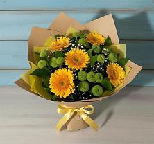 Букет цветов из:  Герберы и Хризантемы в Геленджике
