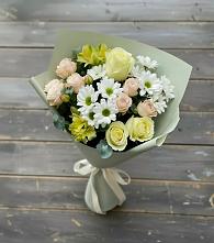 Букет цветов из:  Альстромерии, Розы и Хризантемы в Геленджике